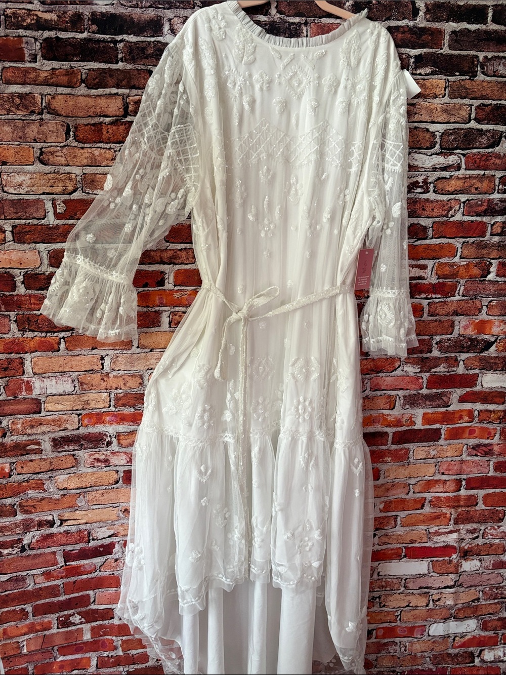 Ivy City Co “Queenie” White Sequin Embroidered High-Low Wedding Dress 4X